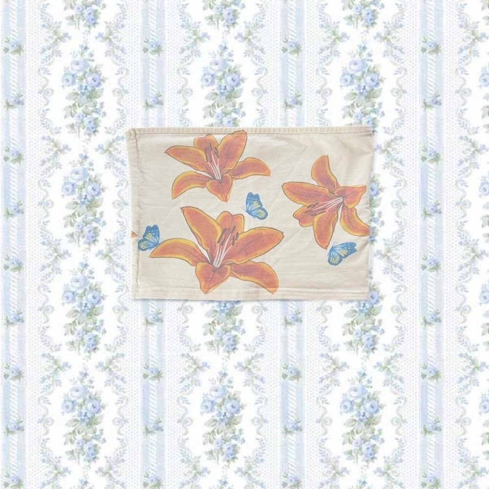 Edikted Women's XS Tropical Floral White Tube Top